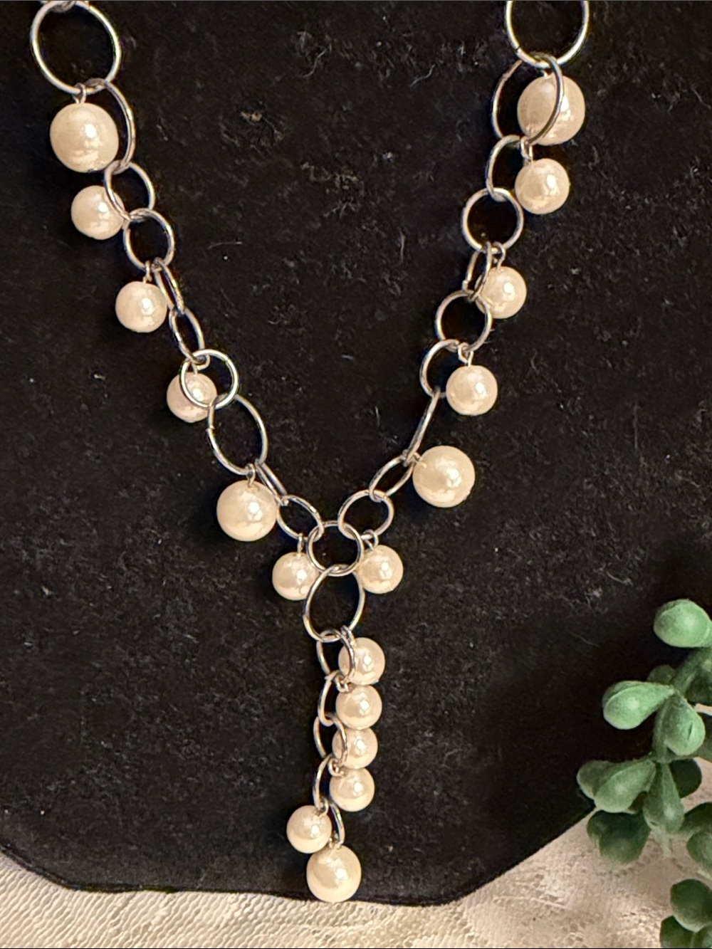 👑👑👑3 for 12$👑👑👑Pearl Drop Silver Necklace and Earrings Set - Picture 5 of 8